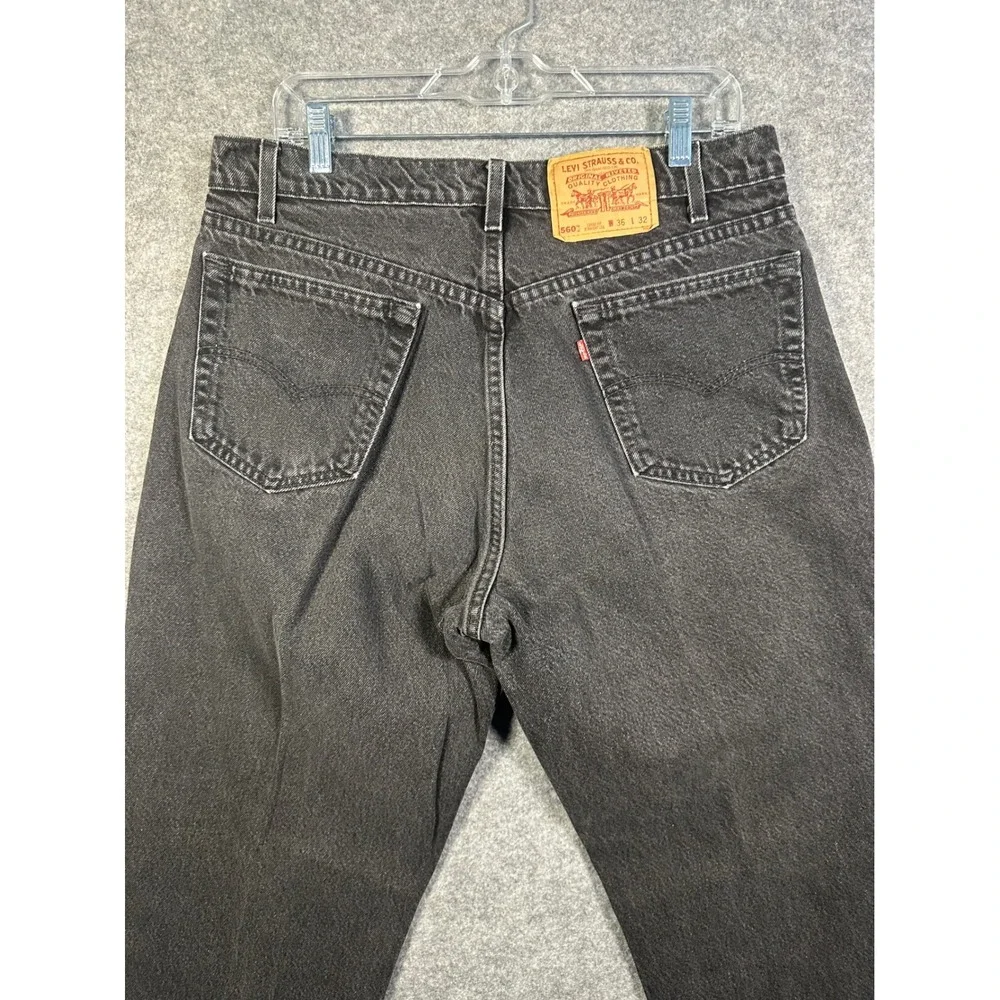 Vintage Levis 560 Men 36/32 Faded Black Loose Fit Straight Leg Jeans Made in USA